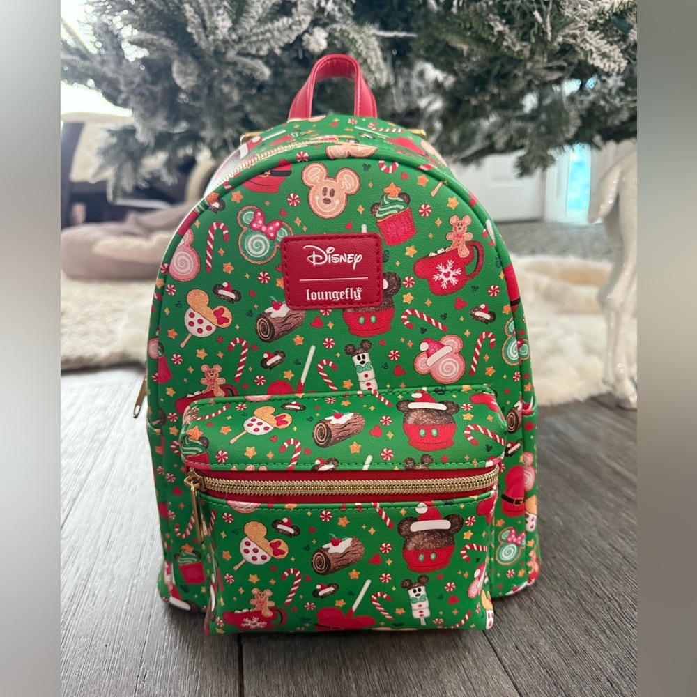 Disney Green Holiday Backpack with Festive Prints